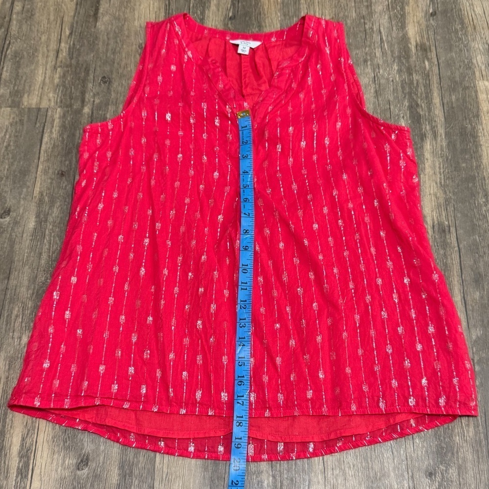Crown & Ivy Silver & Red Cotton Rayon Metallic Sleeveless Women's Top Size M - Picture 13 of 14